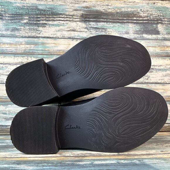 Clarks Maye Ease Ankle Boot Womens 7M Black Leather Block Heel Comfort Zip Up - Picture 7 of 11